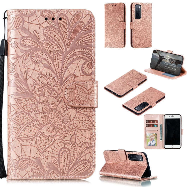 Lace Flower Embossing Pattern Horizontal Flip Leather Case , with Holder & Card Slots & Wallet & ...