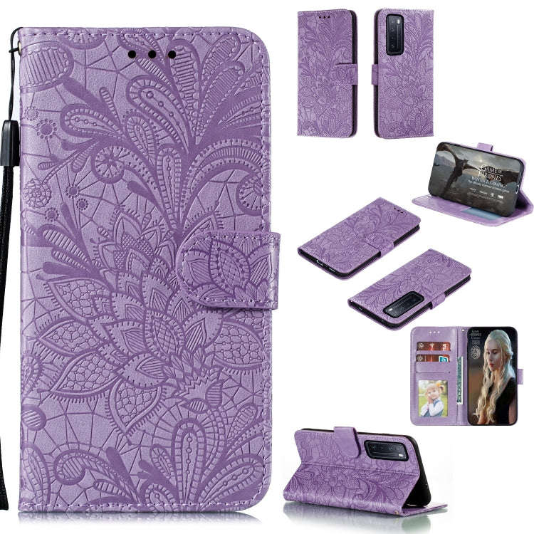 Lace Flower Embossing Pattern Horizontal Flip Leather Case , with Holder & Card Slots & Wallet & ...