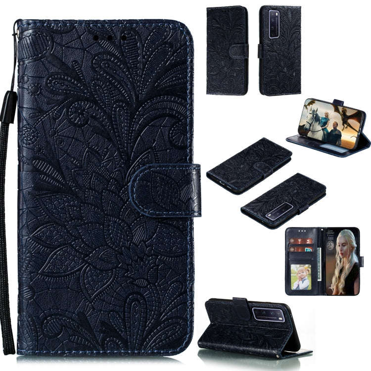 Lace Flower Embossing Pattern Horizontal Flip Leather Case , with Holder & Card Slots & Wallet & ...
