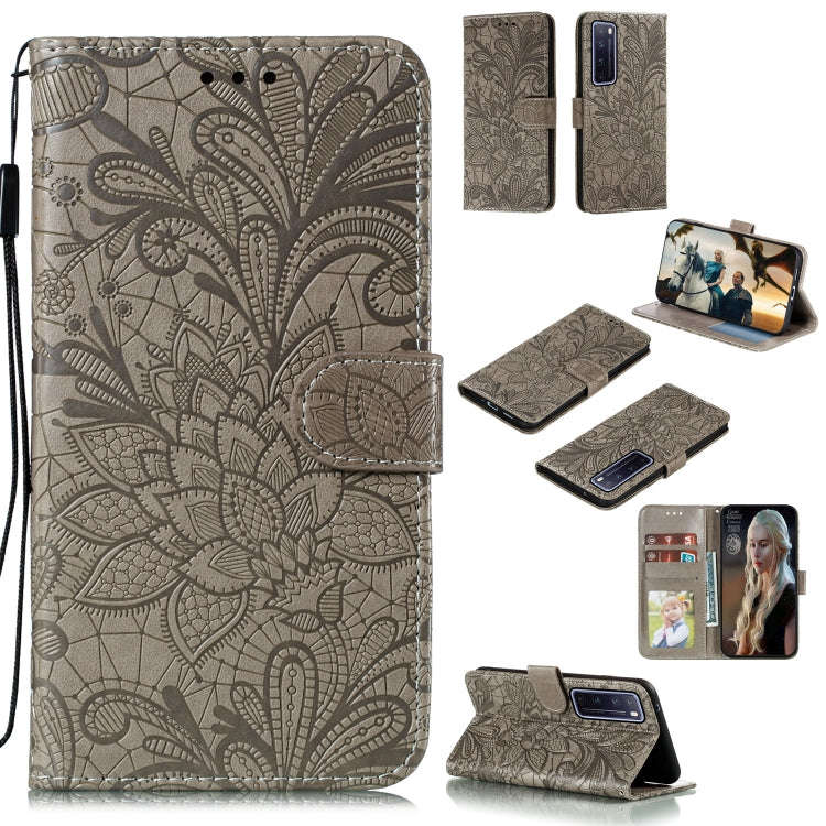 Lace Flower Embossing Pattern Horizontal Flip Leather Case , with Holder & Card Slots & Wallet & ...
