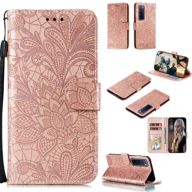 Lace Flower Embossing Pattern Horizontal Flip Leather Case , with Holder & Card Slots & Wallet & ...