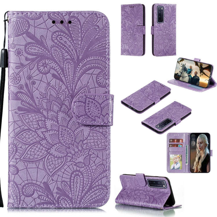 Lace Flower Embossing Pattern Horizontal Flip Leather Case , with Holder & Card Slots & Wallet & ...
