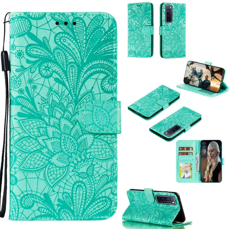 Lace Flower Embossing Pattern Horizontal Flip Leather Case , with Holder & Card Slots & Wallet & ...