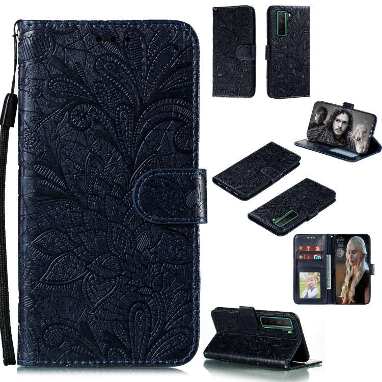 Lace Flower Embossing Pattern Horizontal Flip Leather Case , with Holder & Card Slots & Wallet & ...