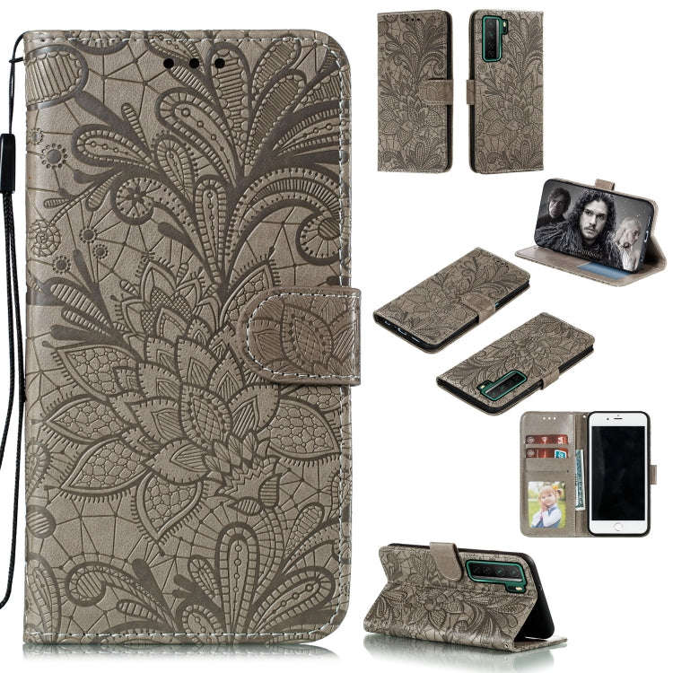 Lace Flower Embossing Pattern Horizontal Flip Leather Case , with Holder & Card Slots & Wallet & ...