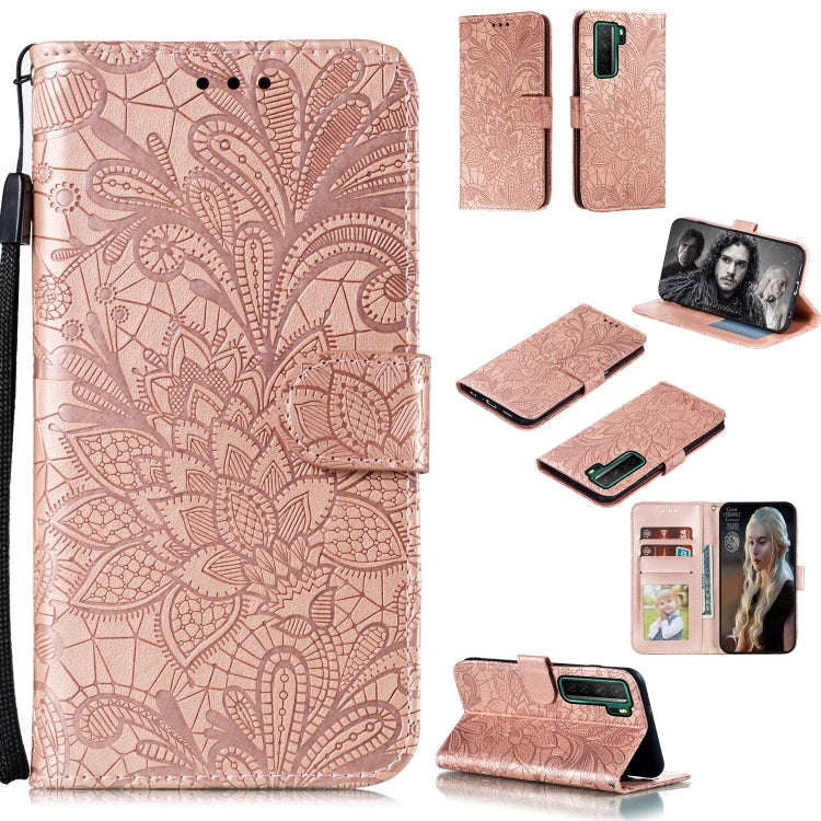 Lace Flower Embossing Pattern Horizontal Flip Leather Case , with Holder & Card Slots & Wallet & ...