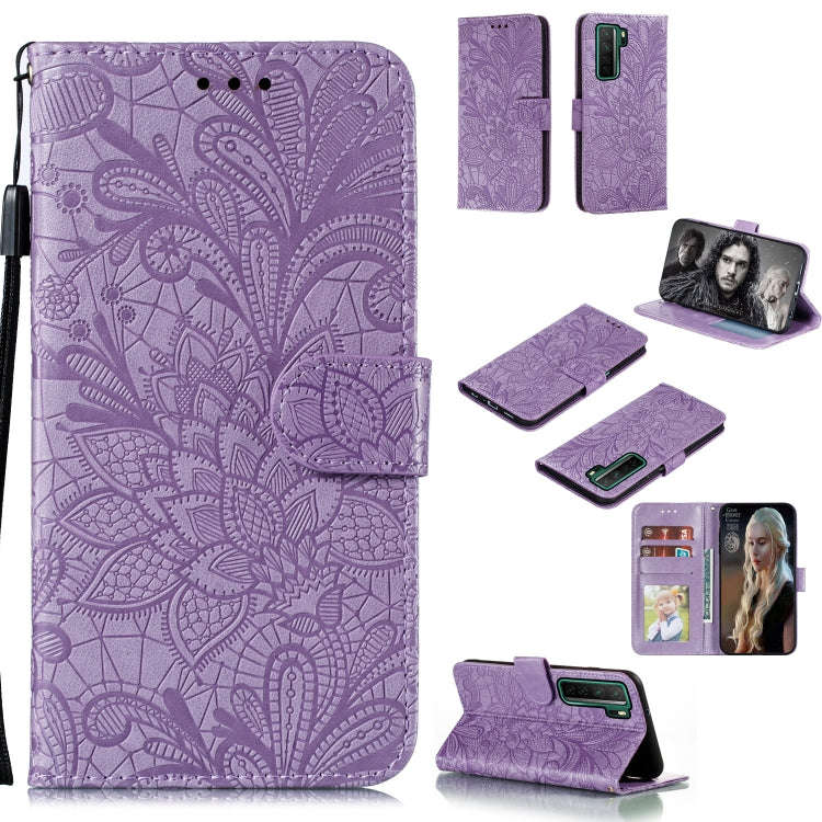 Lace Flower Embossing Pattern Horizontal Flip Leather Case , with Holder & Card Slots & Wallet & ...