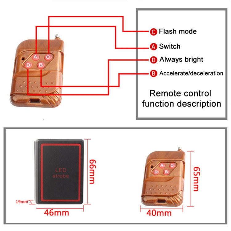 4 in 1 Car 12LEDs Grille Flash Lights Warning Lights with Wireless Remote Control, Red, Red White...