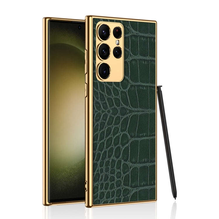 For Samsung Galaxy S23 Ultra 5G GKK Crocodile Texture Electroplating PU Protective Phone Case(Pyt...