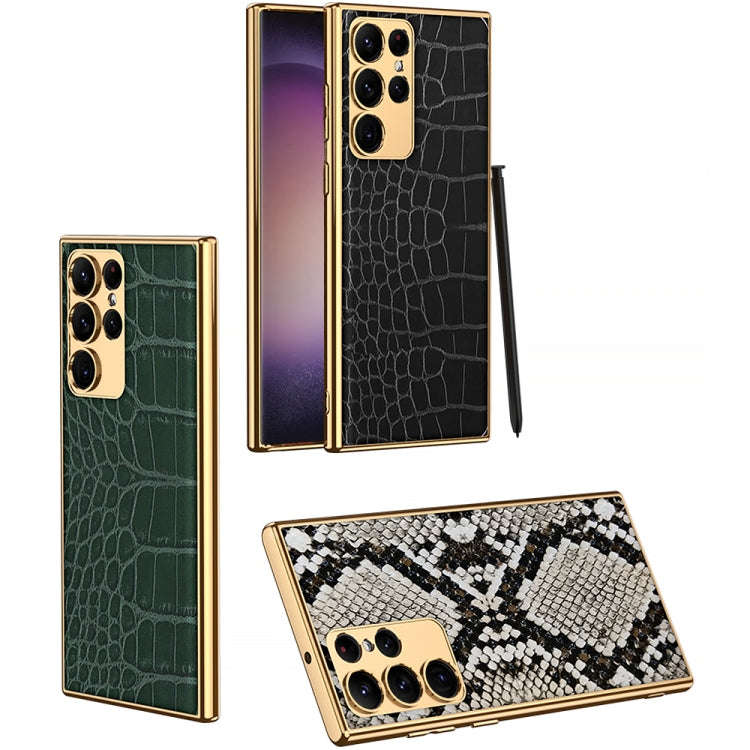For Samsung Galaxy S23 Ultra 5G GKK Crocodile Texture Electroplating PU Protective Phone Case(Pyt...
