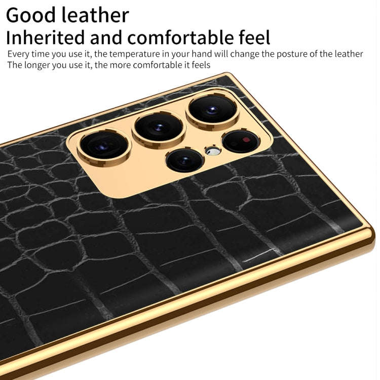 For Samsung Galaxy S23 Ultra 5G GKK Crocodile Texture Electroplating PU Protective Phone Case(Pyt...