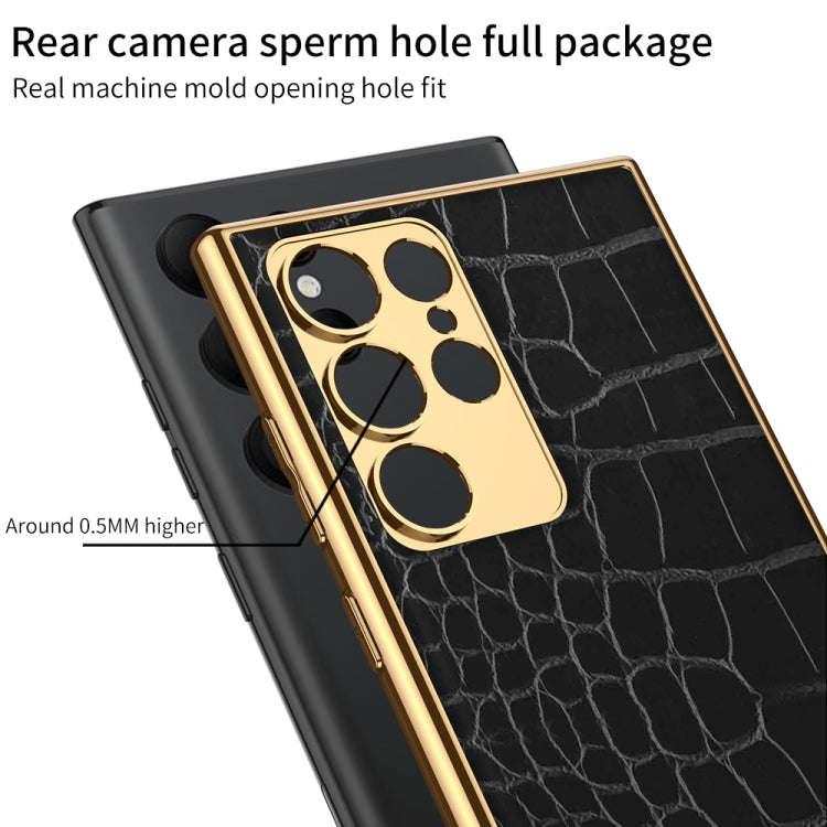 For Samsung Galaxy S23 Ultra 5G GKK Crocodile Texture Electroplating PU Protective Phone Case(Pyt...