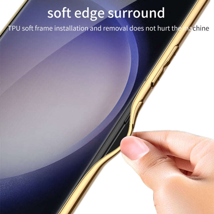 For Samsung Galaxy S23 Ultra 5G GKK Crocodile Texture Electroplating PU Protective Phone Case(Pyt...