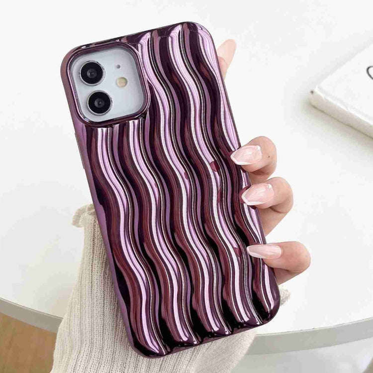 Plating 3D Water Wave Texture Phone Case, For iPhone 14 Pro Max, For iPhone 14 Pro, For iPhone 14...