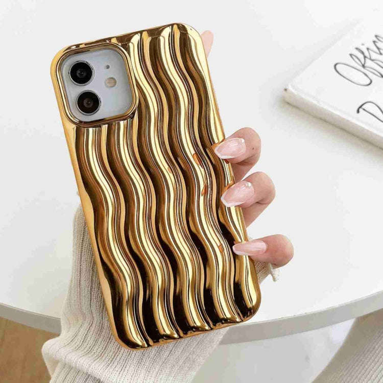 Plating 3D Water Wave Texture Phone Case, For iPhone 14 Pro Max, For iPhone 14 Pro, For iPhone 14...