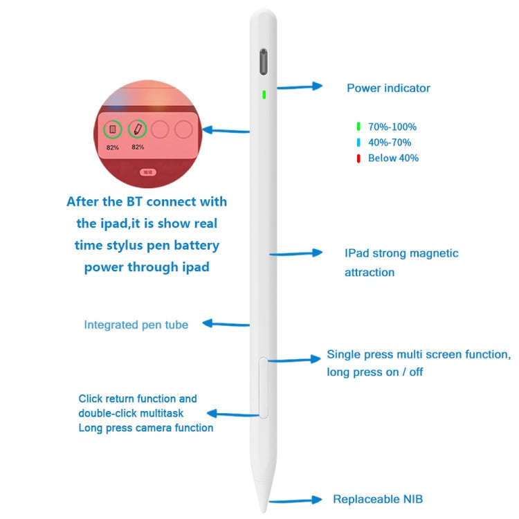 JD56 For iPad 2018- Tablet Bluetooth Active Capacitive Pen, For iPad 2018- Bluetooth