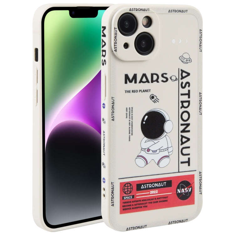 Astronaut Pattern Silicone Straight Edge Phone Case, For iPhone 14, For iPhone 14 Plus, For iPhon...