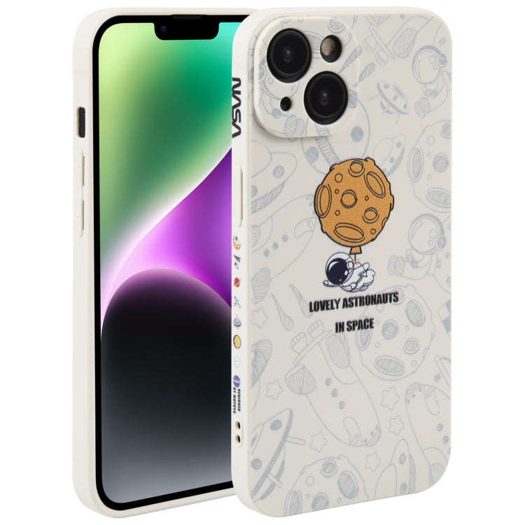 Astronaut Pattern Silicone Straight Edge Phone Case, For iPhone 14, For iPhone 14 Plus, For iPhon...