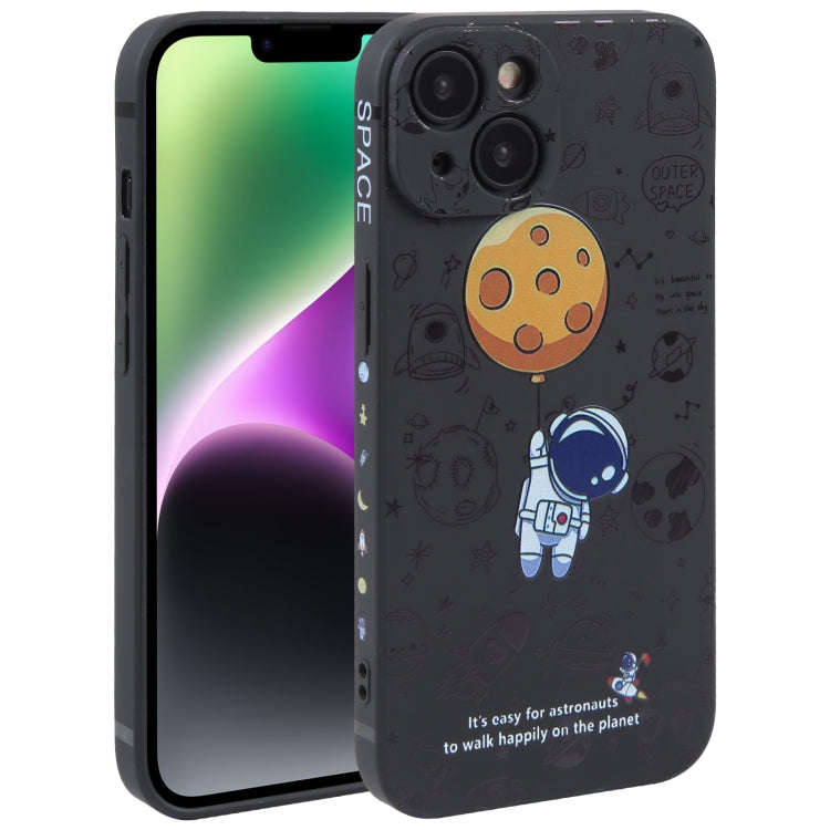 Astronaut Pattern Silicone Straight Edge Phone Case, For iPhone 14, For iPhone 14 Plus, For iPhon...