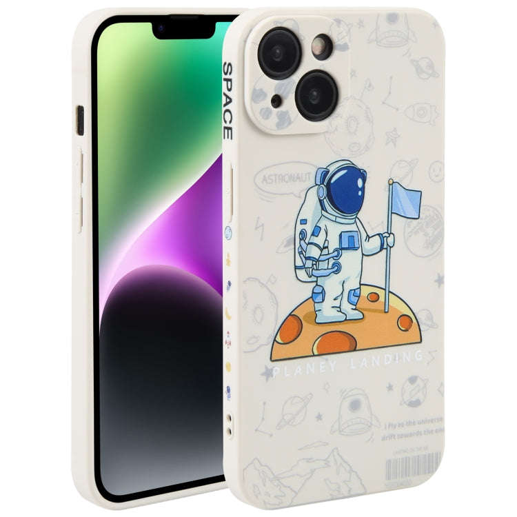Astronaut Pattern Silicone Straight Edge Phone Case, For iPhone 14, For iPhone 14 Plus, For iPhon...