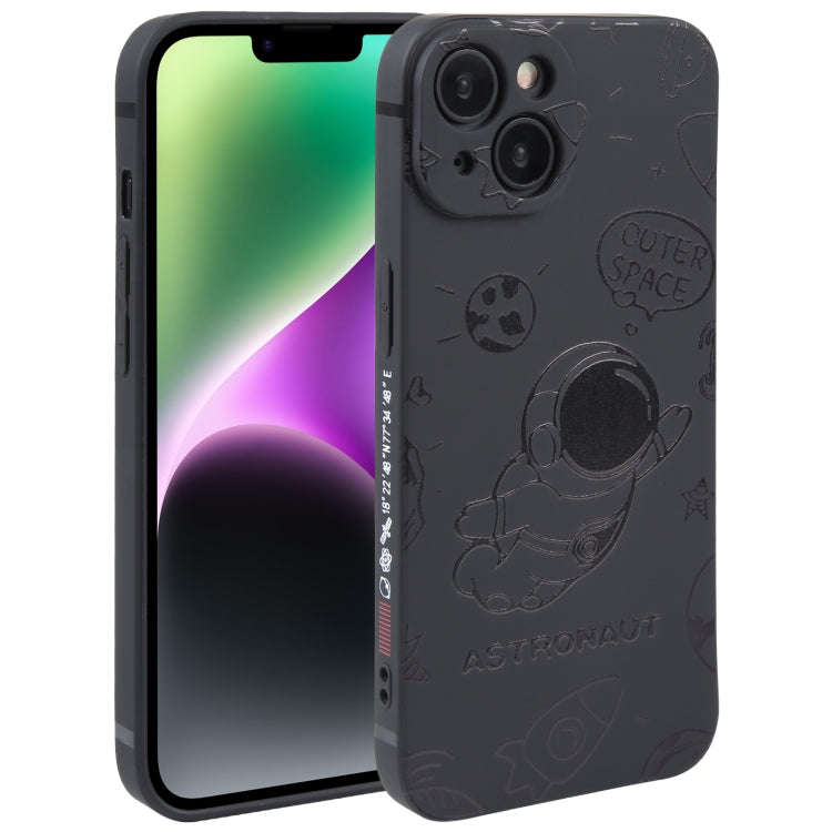 Astronaut Pattern Silicone Straight Edge Phone Case, For iPhone 14, For iPhone 14 Plus, For iPhon...
