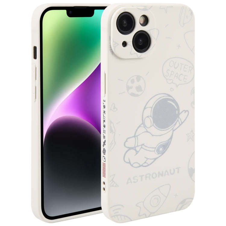 Astronaut Pattern Silicone Straight Edge Phone Case, For iPhone 14, For iPhone 14 Plus, For iPhon...