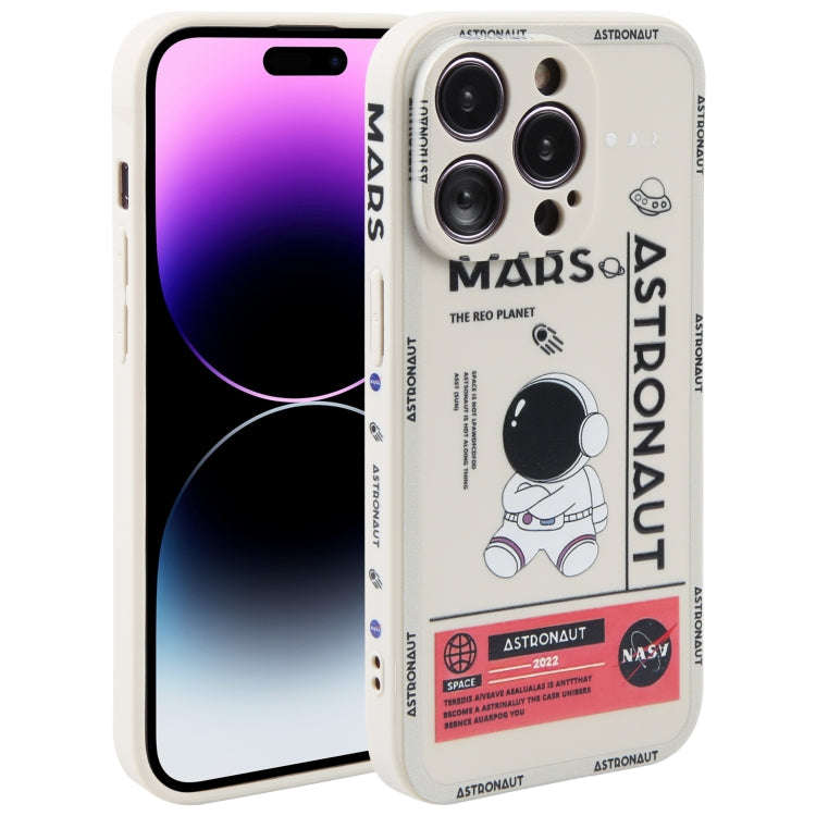 Astronaut Pattern Silicone Straight Edge Phone Case, For iPhone 14, For iPhone 14 Plus, For iPhon...