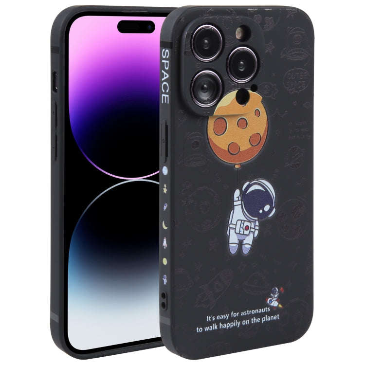 Astronaut Pattern Silicone Straight Edge Phone Case, For iPhone 14, For iPhone 14 Plus, For iPhon...