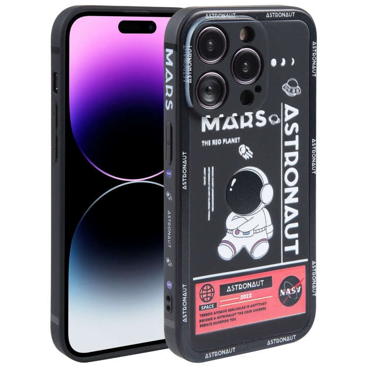 Astronaut Pattern Silicone Straight Edge Phone Case, For iPhone 14, For iPhone 14 Plus, For iPhon...