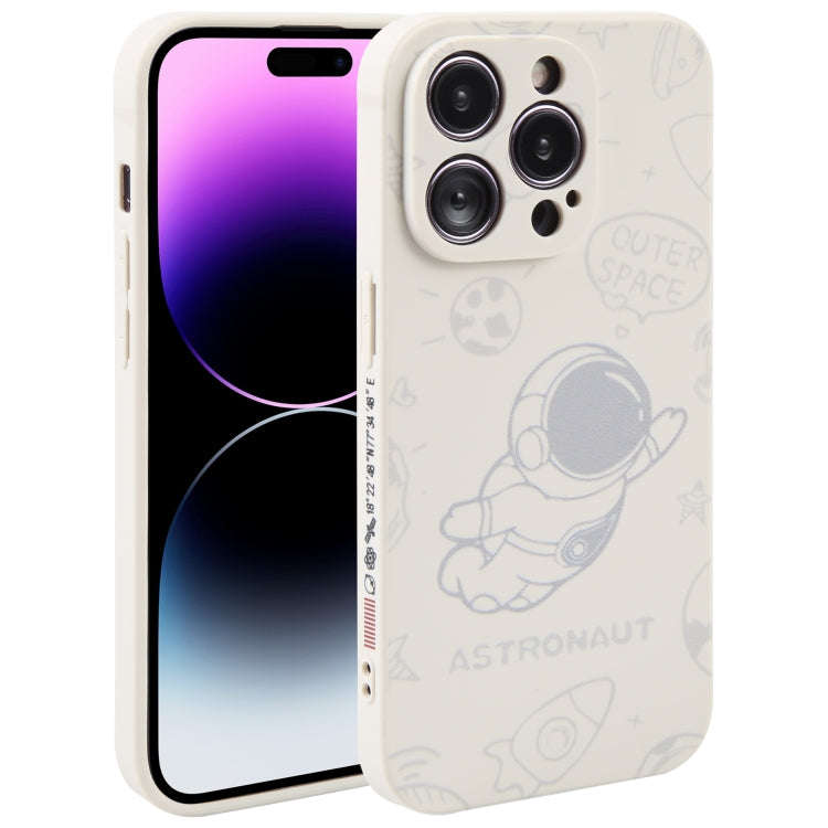 Astronaut Pattern Silicone Straight Edge Phone Case, For iPhone 14, For iPhone 14 Plus, For iPhon...