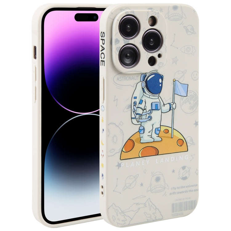 Astronaut Pattern Silicone Straight Edge Phone Case, For iPhone 14, For iPhone 14 Plus, For iPhon...