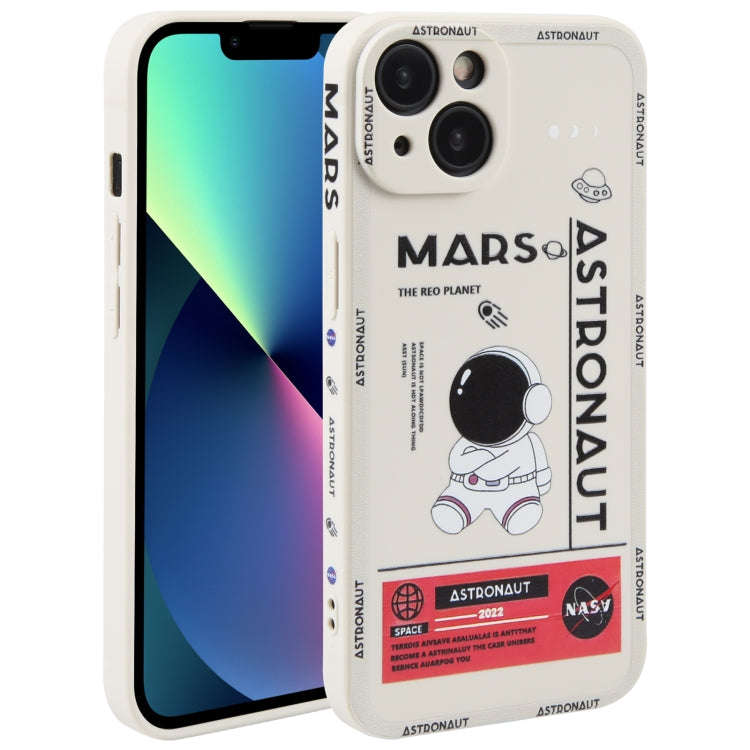 Astronaut Pattern Silicone Straight Edge Phone Case, For iPhone 14, For iPhone 14 Plus, For iPhon...