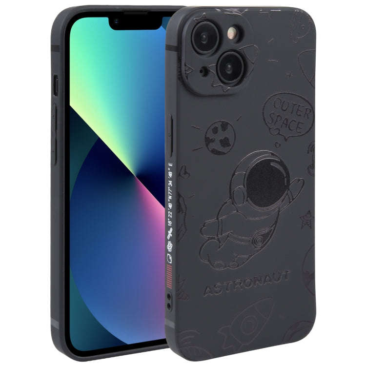 Astronaut Pattern Silicone Straight Edge Phone Case, For iPhone 14, For iPhone 14 Plus, For iPhon...