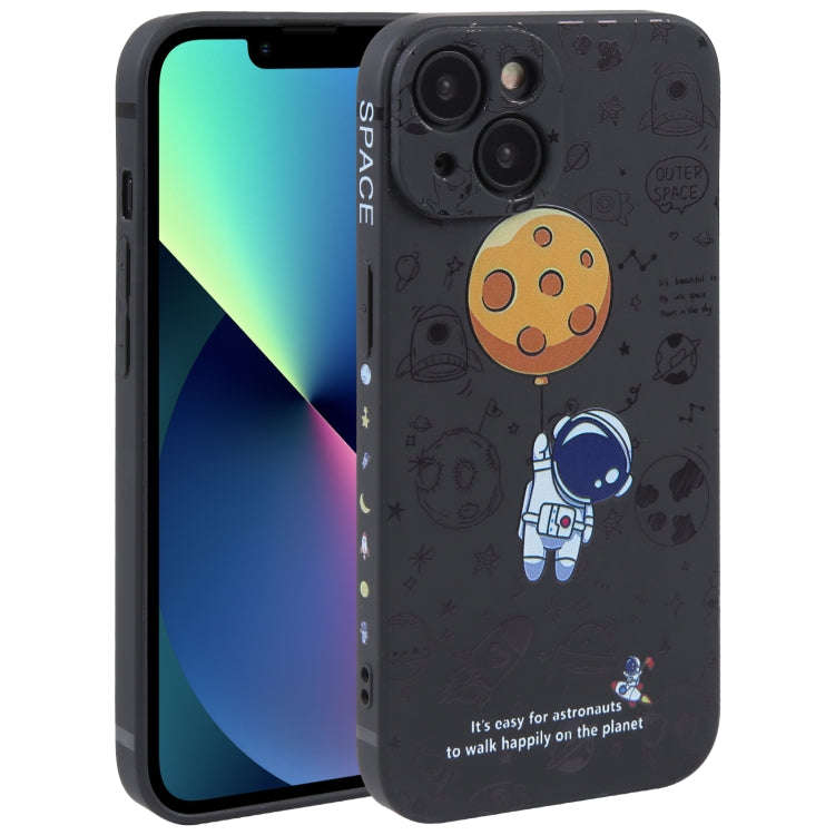 Astronaut Pattern Silicone Straight Edge Phone Case, For iPhone 14, For iPhone 14 Plus, For iPhon...