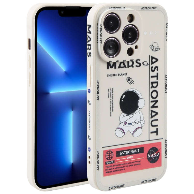Astronaut Pattern Silicone Straight Edge Phone Case, For iPhone 14, For iPhone 14 Plus, For iPhon...