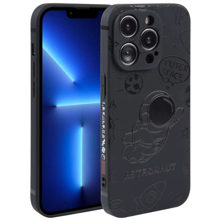 Astronaut Pattern Silicone Straight Edge Phone Case, For iPhone 14, For iPhone 14 Plus, For iPhon...