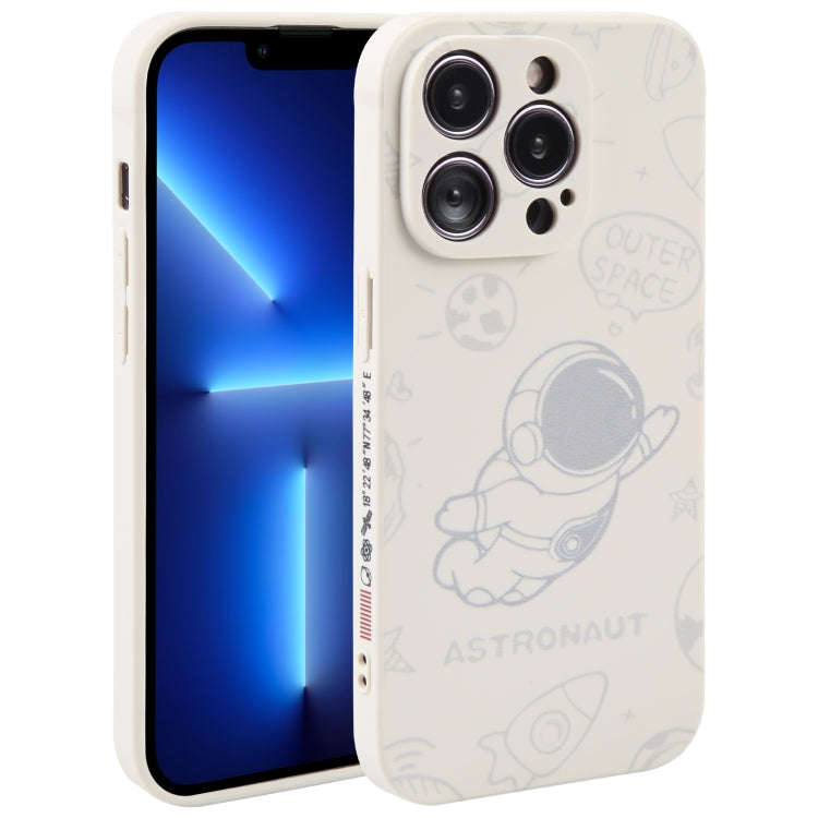 Astronaut Pattern Silicone Straight Edge Phone Case, For iPhone 14, For iPhone 14 Plus, For iPhon...