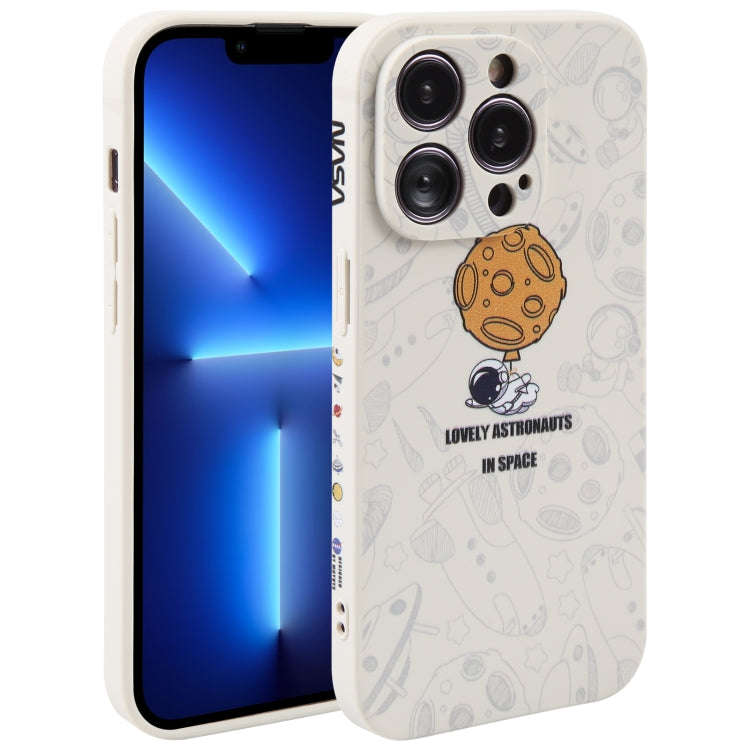Astronaut Pattern Silicone Straight Edge Phone Case, For iPhone 14, For iPhone 14 Plus, For iPhon...