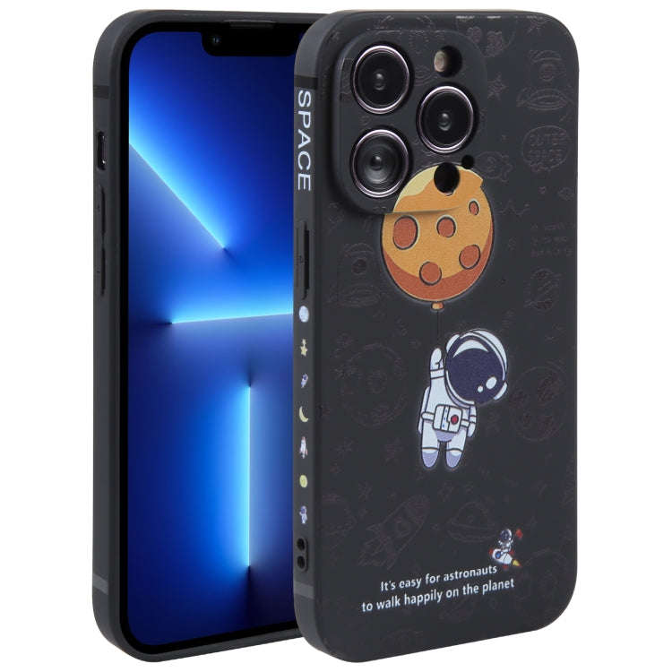 Astronaut Pattern Silicone Straight Edge Phone Case, For iPhone 14, For iPhone 14 Plus, For iPhon...
