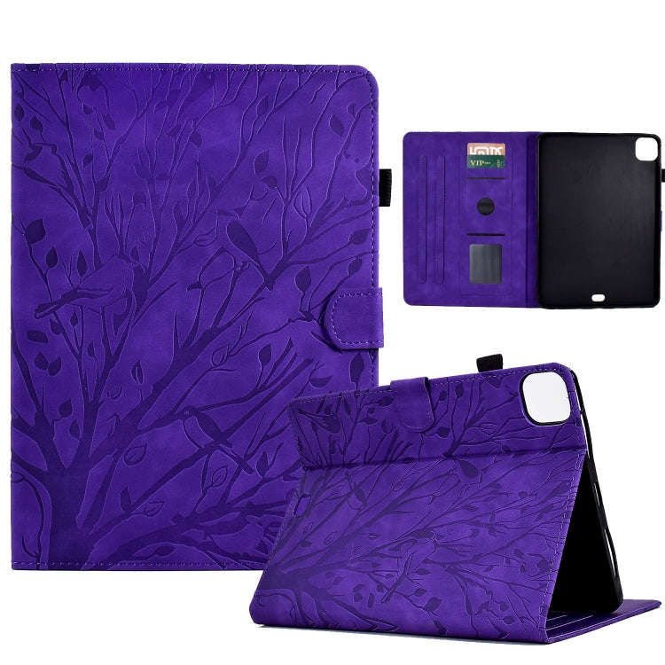 Fortune Tree Pressure Flower PU Tablet Case with Wake-up / Sleep Function, For iPad 10.2 2019 202...