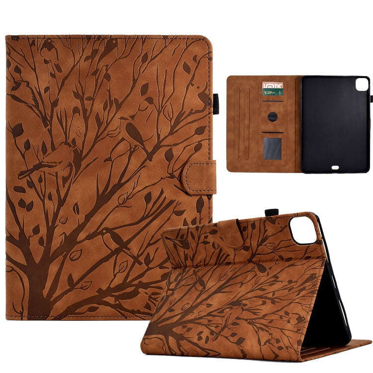 Fortune Tree Pressure Flower PU Tablet Case with Wake-up / Sleep Function, For iPad 10.2 2019 202...