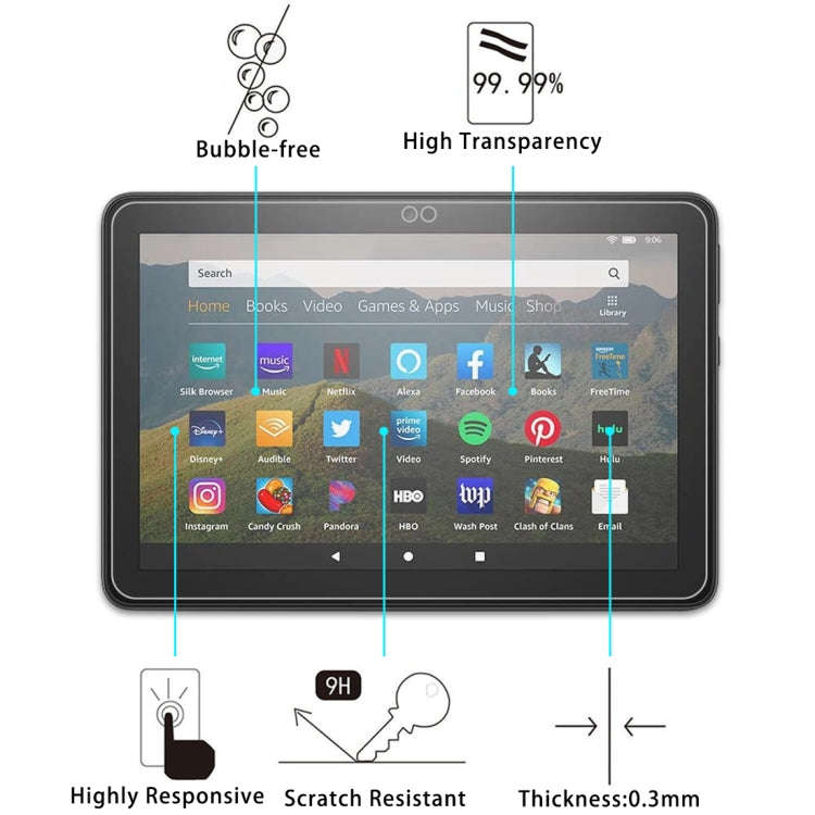 2 PCS 9H 0.3mm Explosion-proof Tempered Glass Film, For Amazon Kindle Fire HD 8 Plus, For Huawei ...
