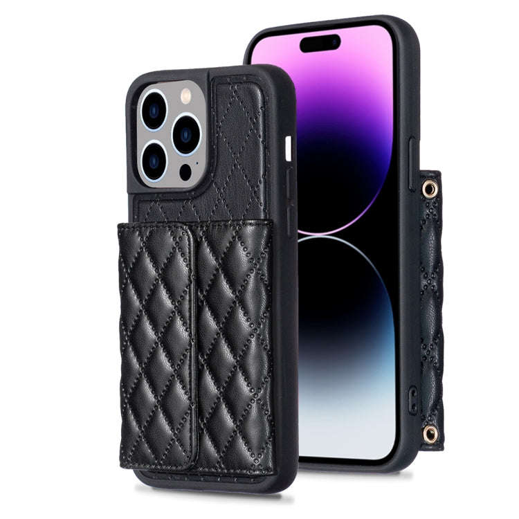 Horizontal Wallet Rhombic Leather Phone Case, For iPhone 14, For iPhone 14 Plus, For iPhone 14 Pr...