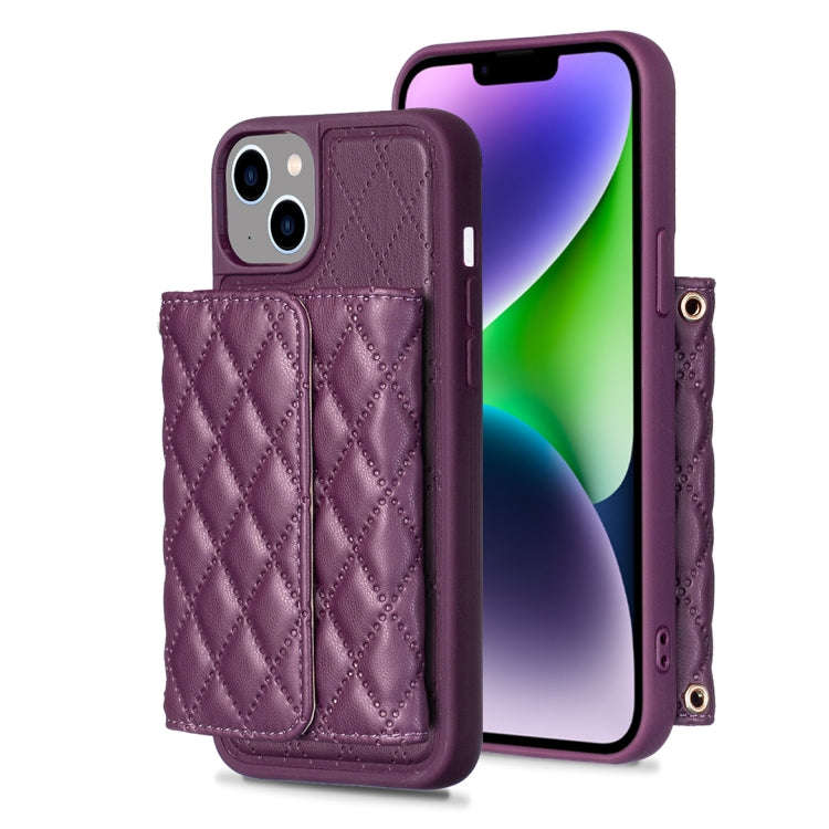 Horizontal Wallet Rhombic Leather Phone Case, For iPhone 14, For iPhone 14 Plus, For iPhone 14 Pr...