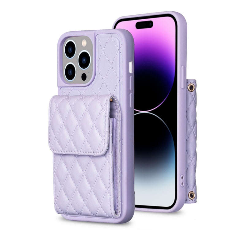 Vertical Wallet Rhombic Leather Phone Case, For iPhone 14, For iPhone 14 Plus, For iPhone 14 Pro,...