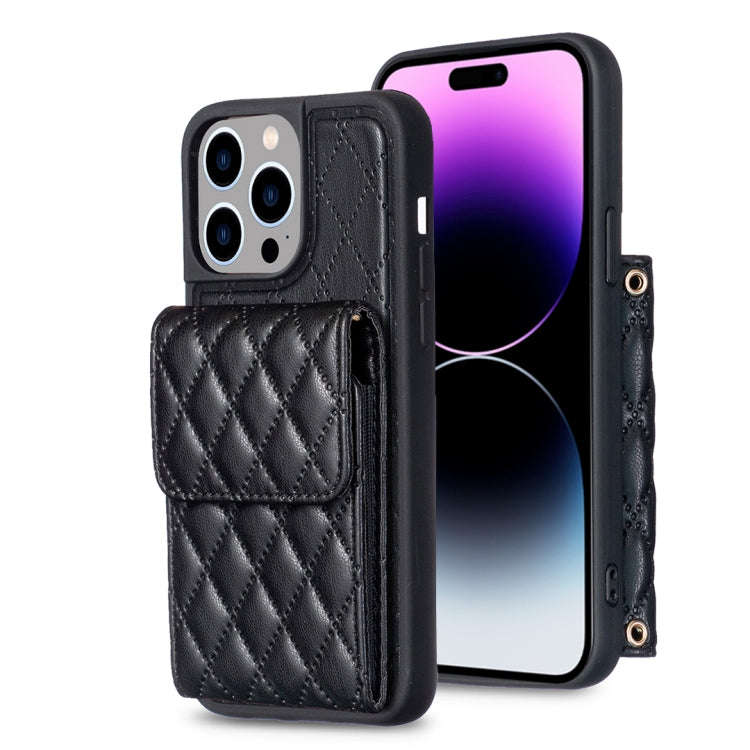 Vertical Wallet Rhombic Leather Phone Case, For iPhone 14, For iPhone 14 Plus, For iPhone 14 Pro,...