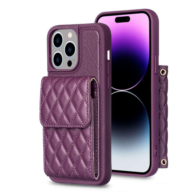 Vertical Wallet Rhombic Leather Phone Case, For iPhone 14, For iPhone 14 Plus, For iPhone 14 Pro,...
