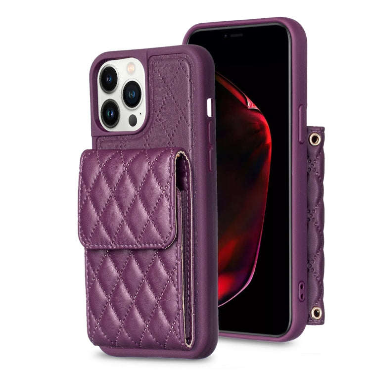 Vertical Wallet Rhombic Leather Phone Case, For iPhone 14, For iPhone 14 Plus, For iPhone 14 Pro,...