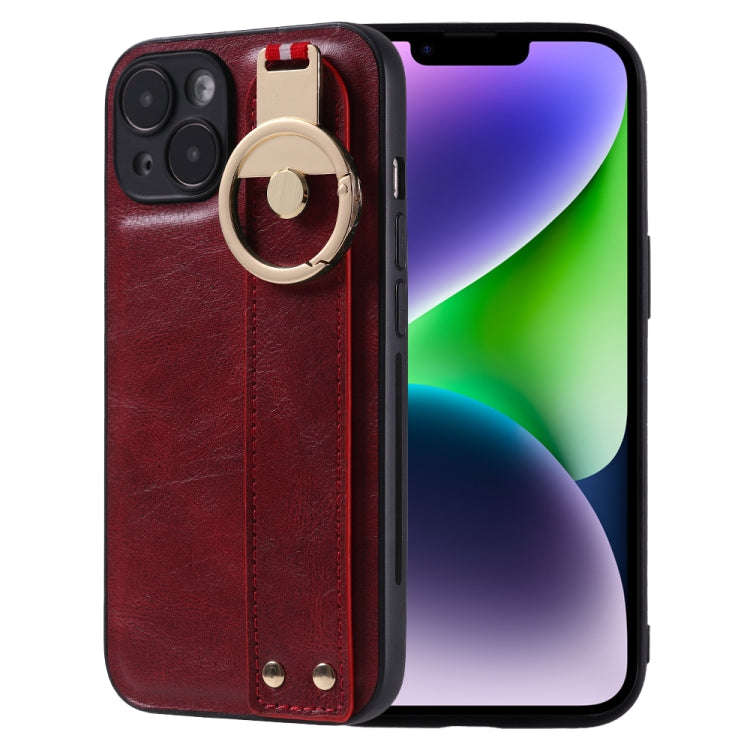 Wristband Leather Back Phone Case, For iPhone 14, For iPhone 14 Plus