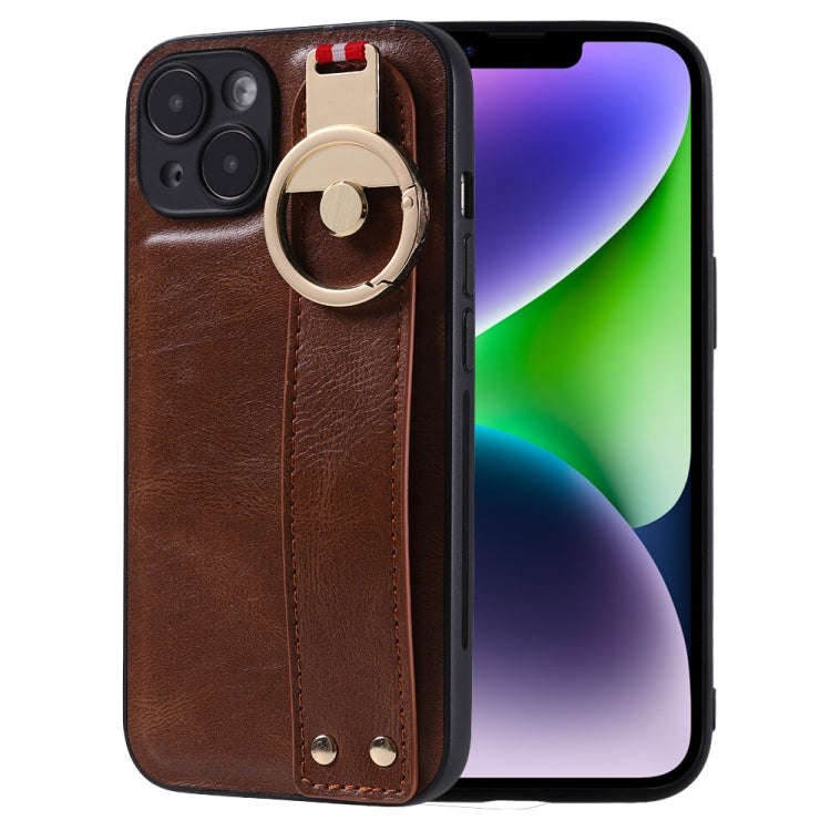 Wristband Leather Back Phone Case, For iPhone 14, For iPhone 14 Plus